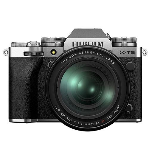 X-T5 Mirrorless Camera in Silver with XF16-80mm F4 R OIS WR Lens Product Image (Primary)