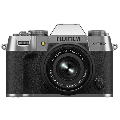 X-T50 Mirrorless Camera in Silver with XC15-45mm F3.5-5.6 OIS PZ Lens Product Image (Primary)