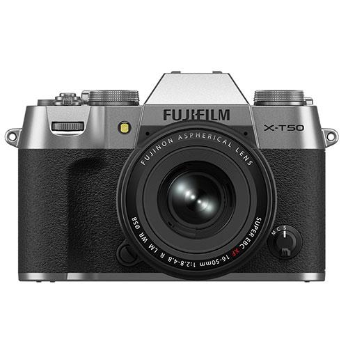 X-T50 Mirrorless Camera in Silver with XF16-50mm F2.8-4.8 R LM WR Lens Product Image (Primary)