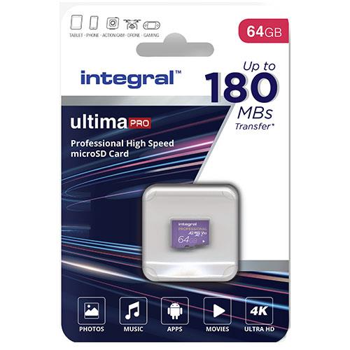 Professional 64GB MicroSD 180MB/S V30 UHS-I U3 Memory Card Product Image (Primary)