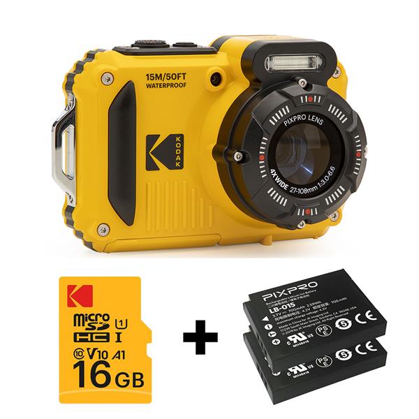 Pixpro WPZ2 Digital Camera in Yellow with Extra Battery and 16GB microSD Card Product Image (Primary)