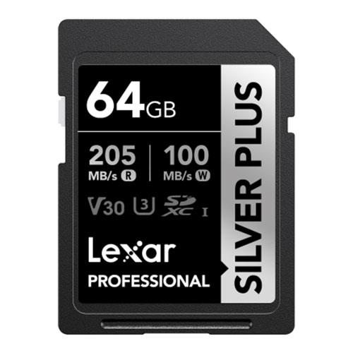 SDXC Pro Silver Plus UHS-I 64GB V30 Memory Card Product Image (Primary)