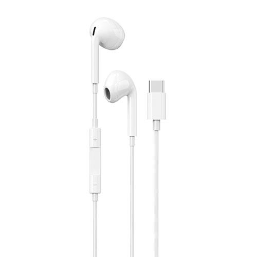 USB-C Wired Earbuds in White Product Image (Primary)