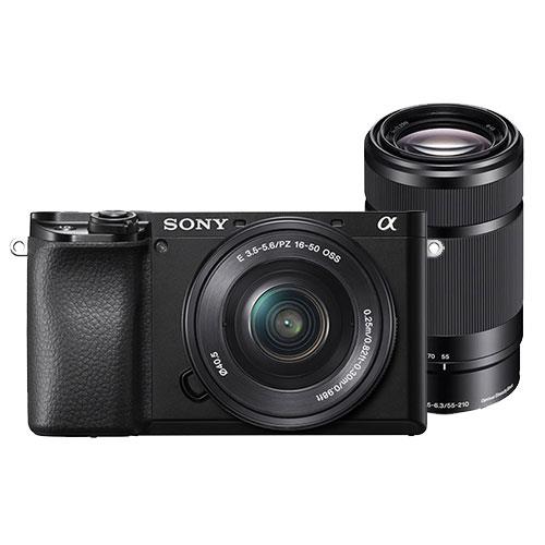 A6100 Mirrorless Camera in Black with 16-50mm and 55-210mm Lenses Product Image (Primary)