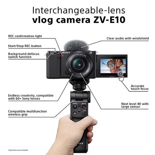 ZV-E10 Mirrorless Vlogger Camera Body in Black Product Image (Secondary Image 4)