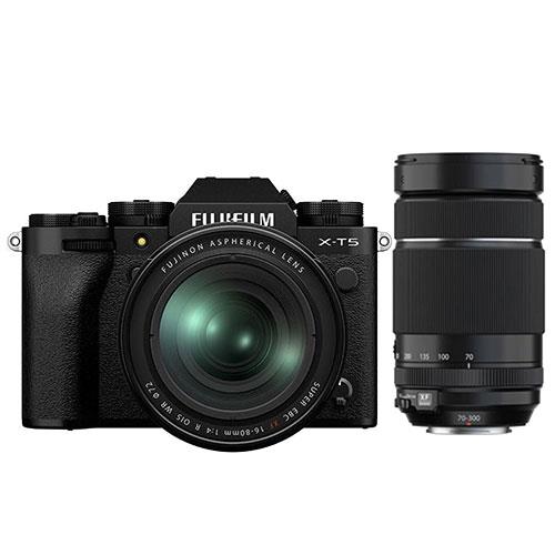 X-T5 Mirrorless Camera in Black with XF16-80mm F4 and XF70-300mm f4-5.6 Lenses Product Image (Primary)