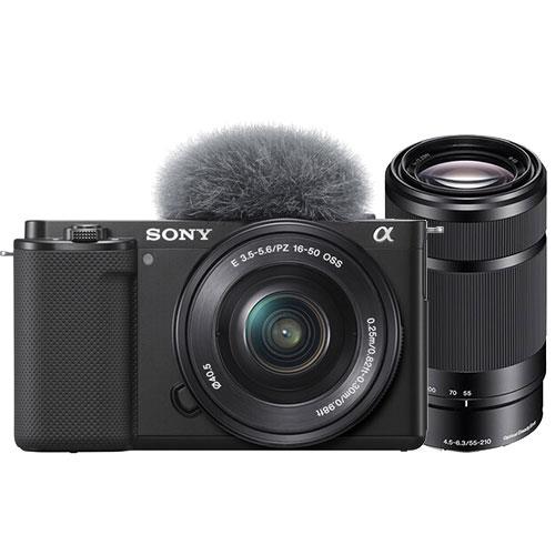 ZV-E10 Mirrorless Vlogger Camera with 16-50mm PZ and 55-210mm f4.5-6.3 Lenses Product Image (Primary)